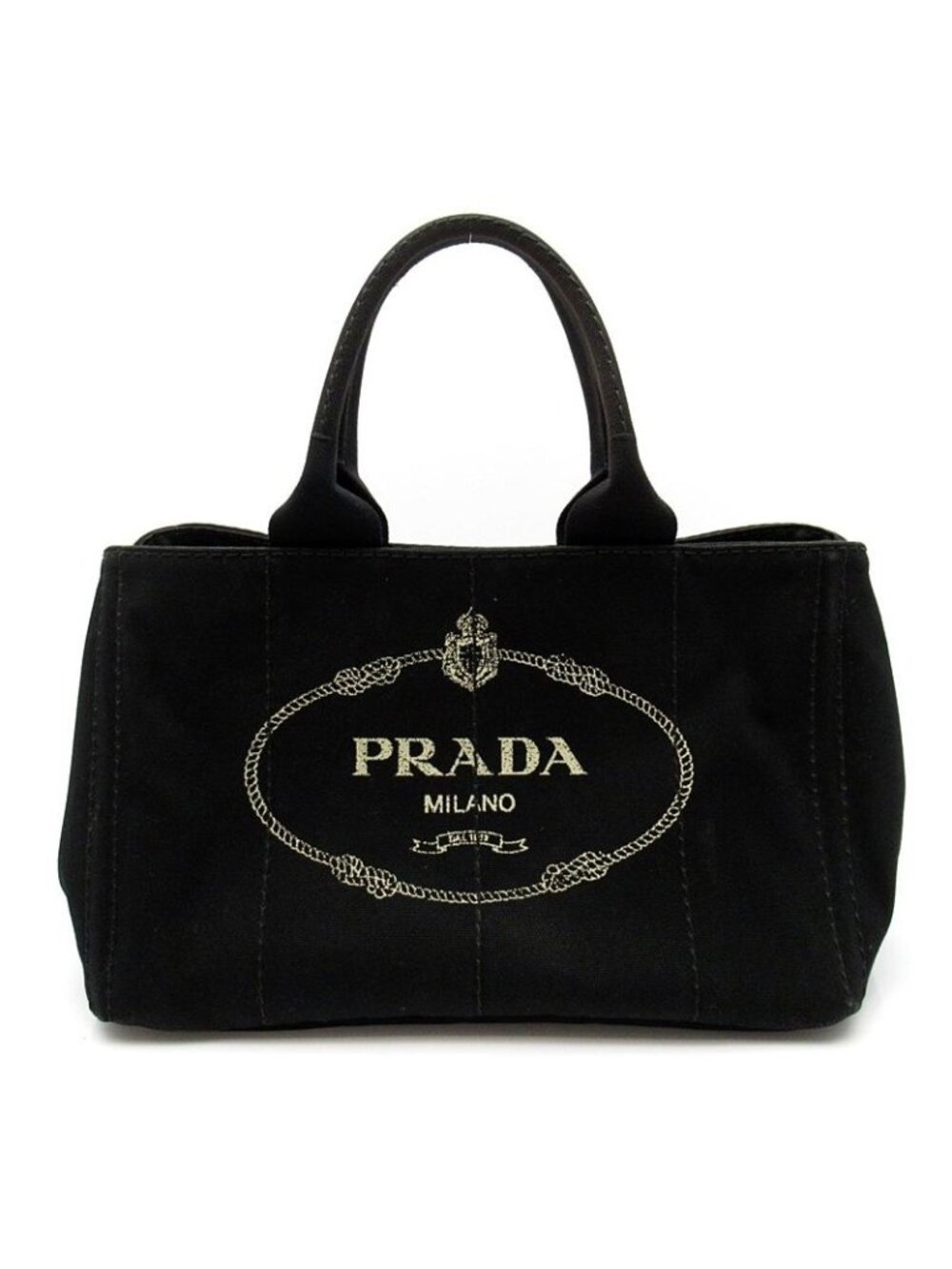 Prada Canapa Tote Bag PM Canvas Black